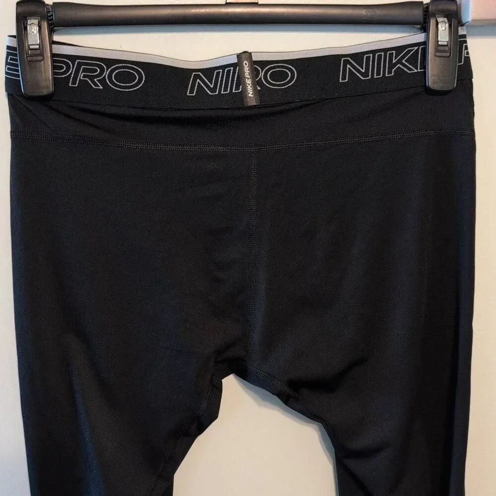 Nike Pro Mens L Elastic Waist Activewear Cropped Leggings Black